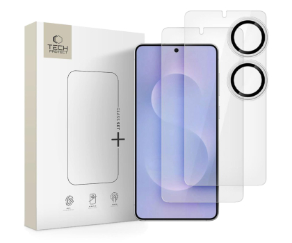 Szkło i folia ochronna TECH-PROTECT Szkło Hartowane Glass Set+ 3-Pack do Galaxy S25 Edge Clear 5906302368204